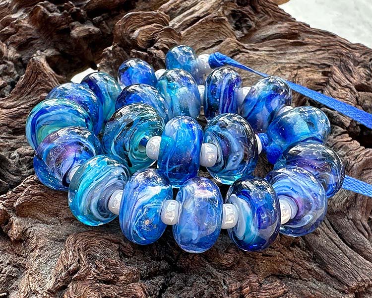 Morpho Blue Frit Lampwork Beads