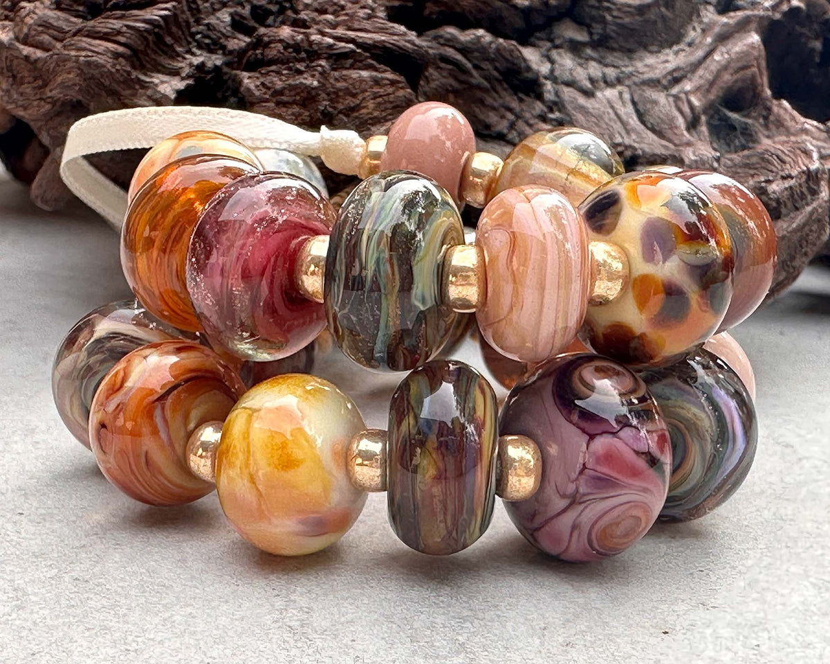 24 Brown Orphans Lampwork Beads Set SRA SWCreations 24 Brown Orphans Lampwork Beads Set SRA SWCreations