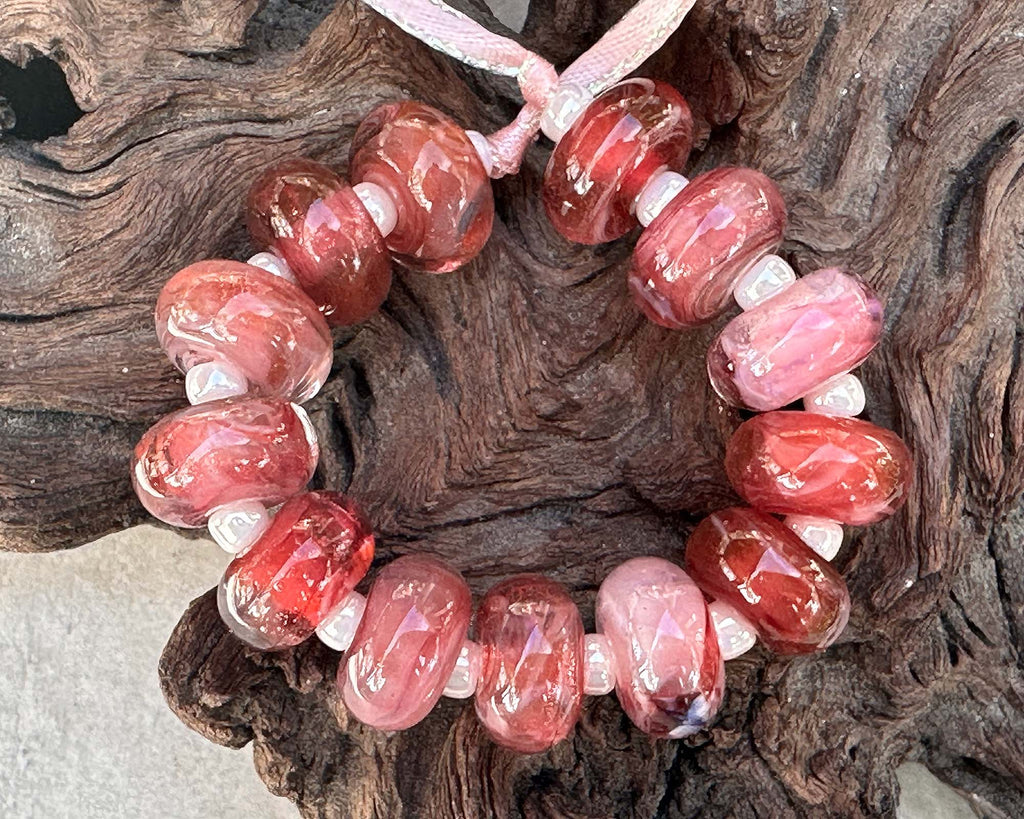 pink lampwork beads