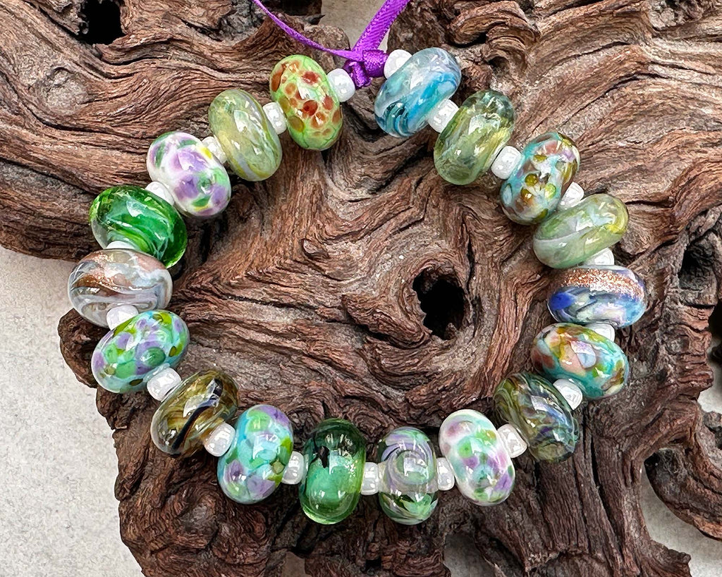 green lampwork beads