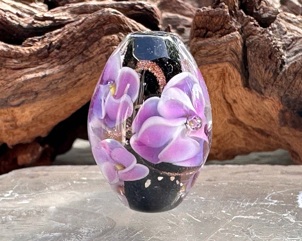 floral lampwork bead