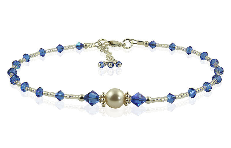 All that Glistens - Something Blue Wedding Sapphire Anklet - SWCreations
