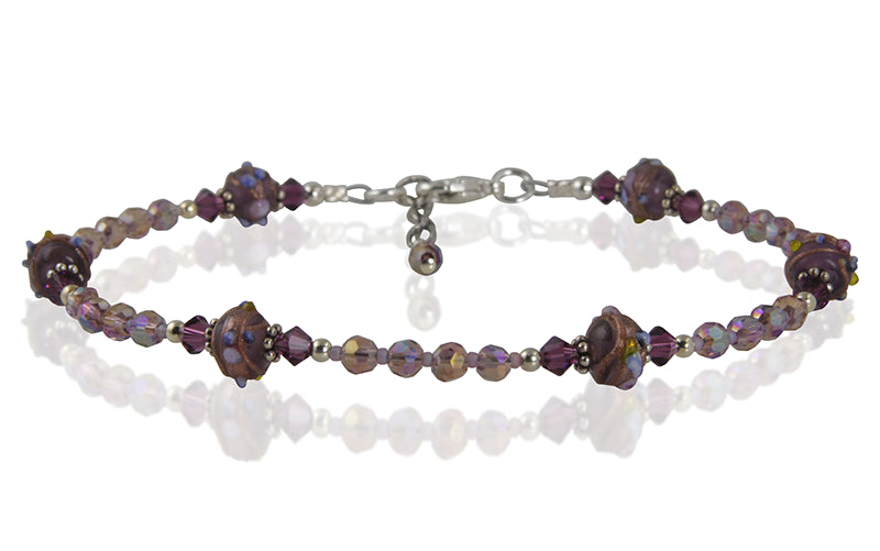 Amethyst Violet Crystal Beaded Anklet - SWCreations
