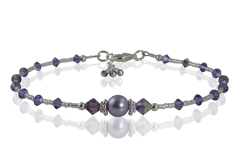 Crystal Tanzanite Pearl Beaded Anklet - SWCreations
 - 1
