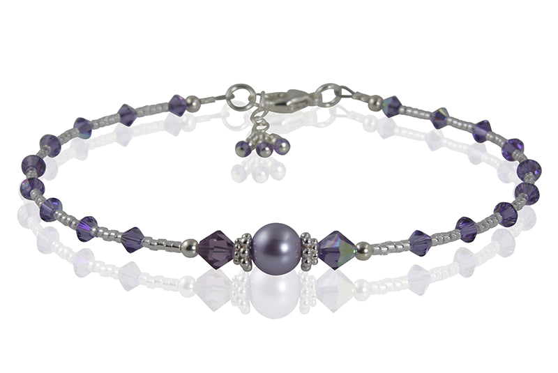 Crystal Tanzanite Pearl Beaded Anklet - SWCreations
 - 2