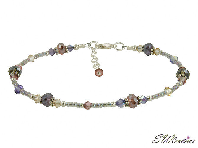 Shimmer Tanzanite Mauve Crystal Beaded Anklet - SWCreations
 - 1