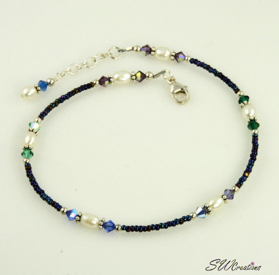 Winter Tanzanite Sapphire Beaded Anklet - SWCreations
