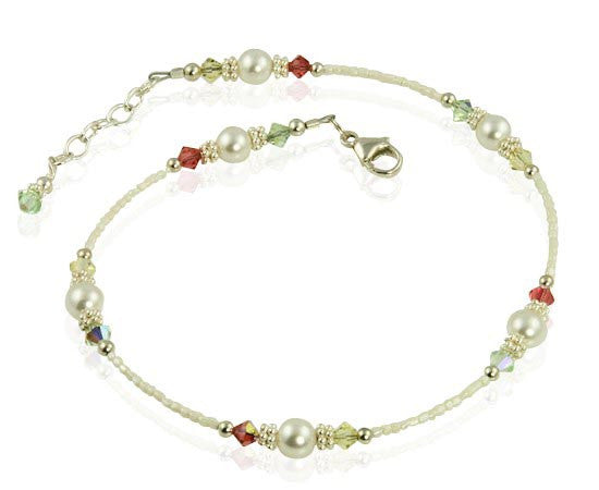Spring Pearl Mix Crystal Beaded Anklet - SWCreations
