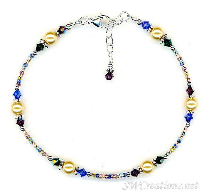 Gold Ocean Crystal Beaded Anklet - SWCreations
