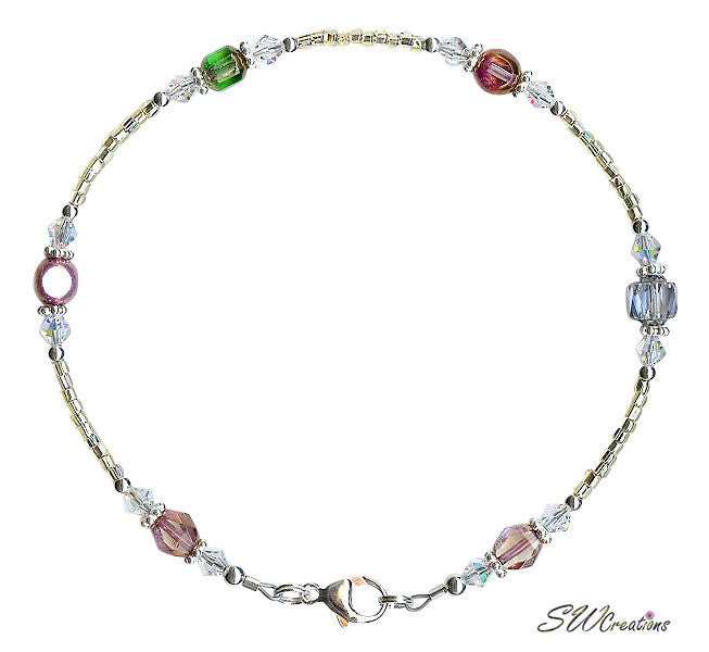 Czech Medley Crystal Gold Silver Crystal Anklet - SWCreations
