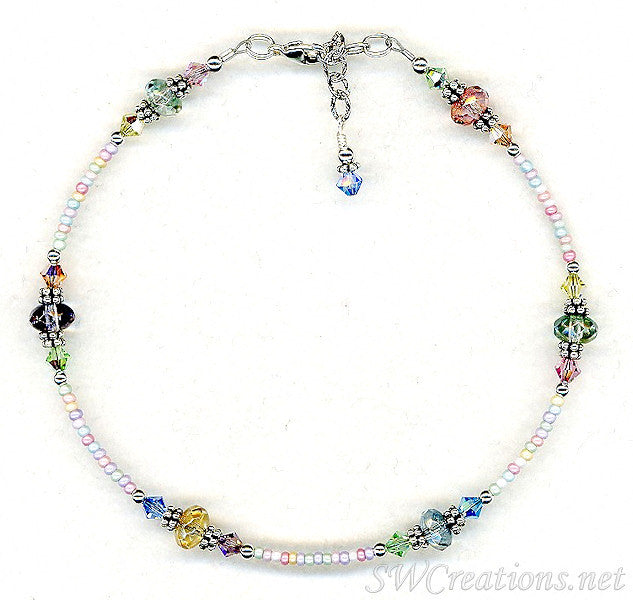 Pastel Czech Crystal Beaded Anklet - SWCreations
