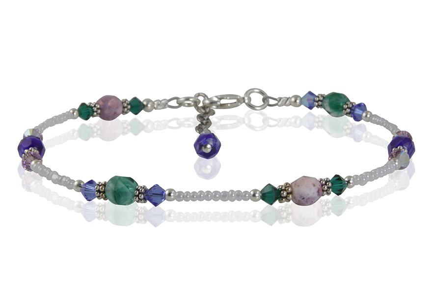 Winter Crystal Bali Beaded Anklet - SWCreations
