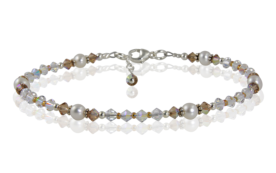 Topaz Crystal Pearl Beaded Anklet - SWCreations
