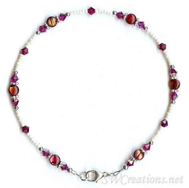 Fuchsia Crystal Abalone Shell Anklet - SWCreations
