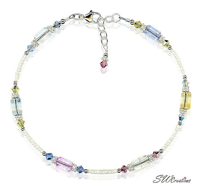Pastel Quartz Crystal Beaded Anklet - SWCreations
