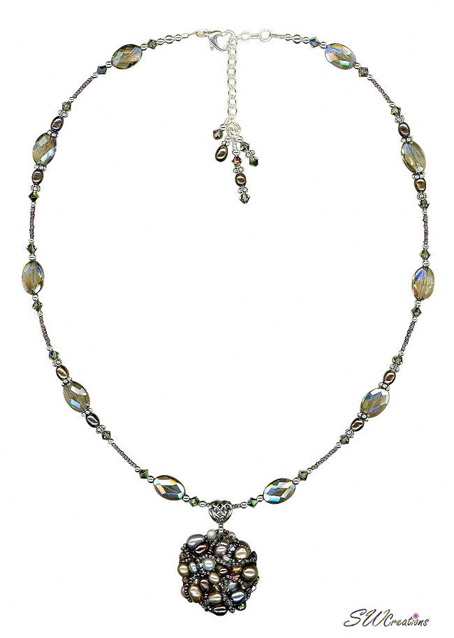 Rutilated Quartz Vitrail Crystal Bead Art Necklace - SWCreations
 - 2