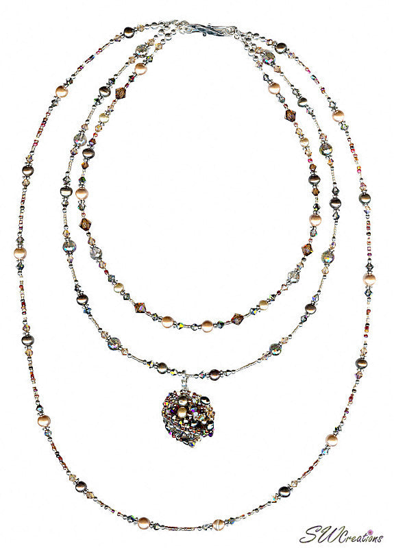 Earth Crystal Pearl Fusion Bead Art Necklace - SWCreations
 - 4