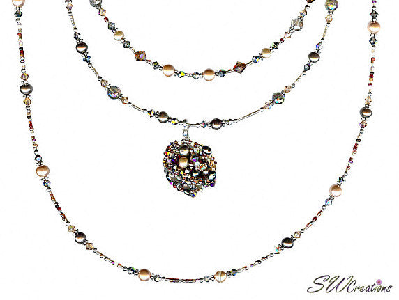 Earth Crystal Pearl Fusion Bead Art Necklace - SWCreations
 - 3