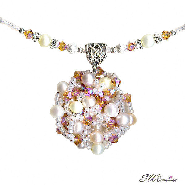 Delightful Peaches and Pearls Bead Art Necklace - SWCreations
 - 4