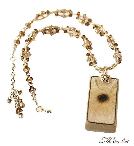 Seude Cocoa 'Fleuri' Art Domino Floral Bead Art Necklace - SWCreations
 - 1