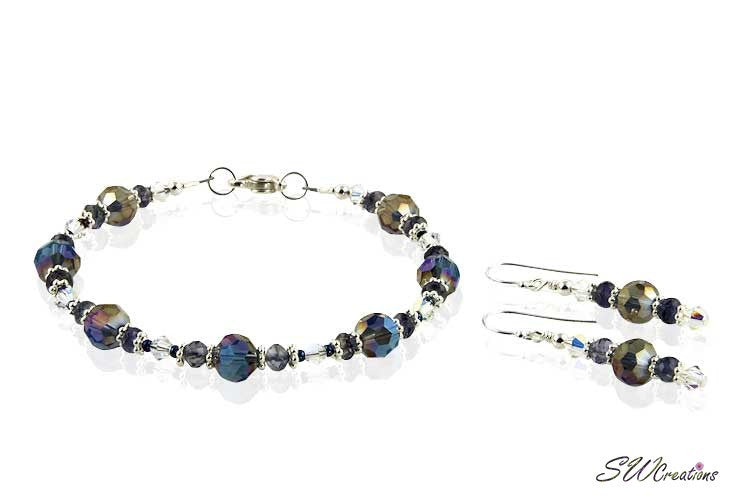 Iolite Gemstone Crystal Beaded Bracelets Sets - SWCreations
