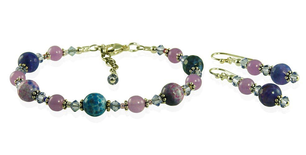 Purple Jade Agate Gemstone Bracelet Set - SWCreations
