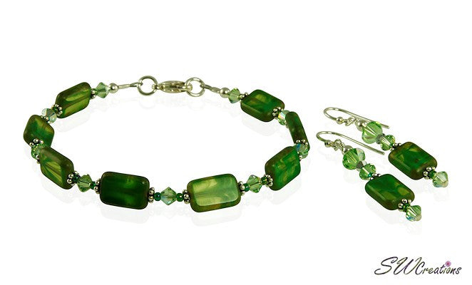 Olive Green Czech Window Bracelet Set - SWCreations
 - 1