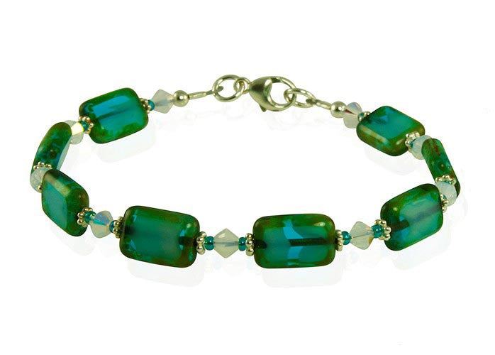 Opal Teal Green Czech Window Bracelet Set - SWCreations
 - 2