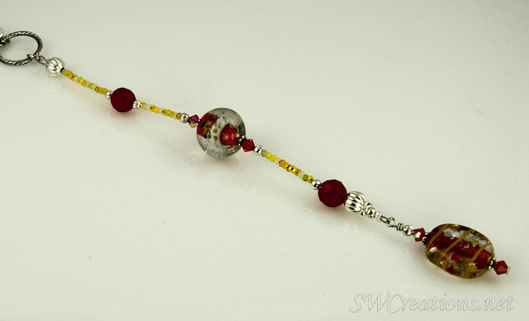 Red Goldenrod Crystal Lampwork Car Jewel - SWCreations
