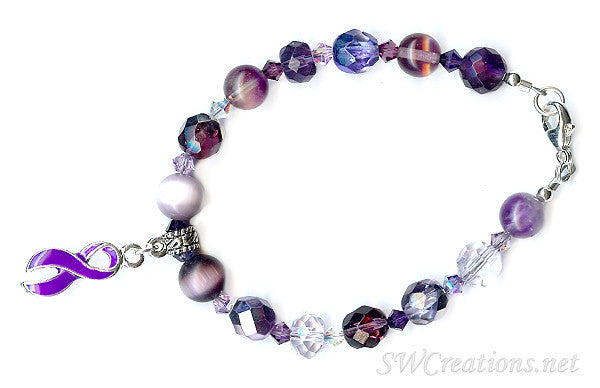 Domestic Abuse Crystal Charm Awareness Beaded Bracelets - SWCreations
