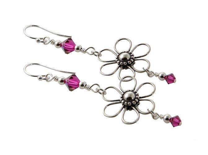 Enchanting Pink Floral Crystal Earrings - SWCreations
