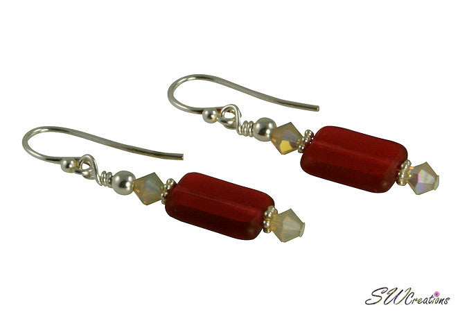 Red Crystal Window Bead Earrings - SWCreations
