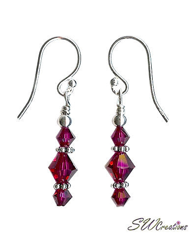 Ruby Jewel Beaded Crystal Earrings - SWCreations
