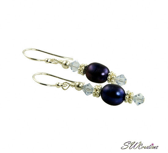 Lavender Indigo Pearl Beaded Earrings - SWCreations
