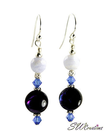 Sapphire Purple Abalone Shell Beaded Earrings - SWCreations
