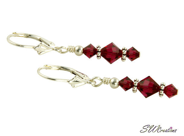 Ruby Swarovski Beaded Crystal Earrings - SWCreations

