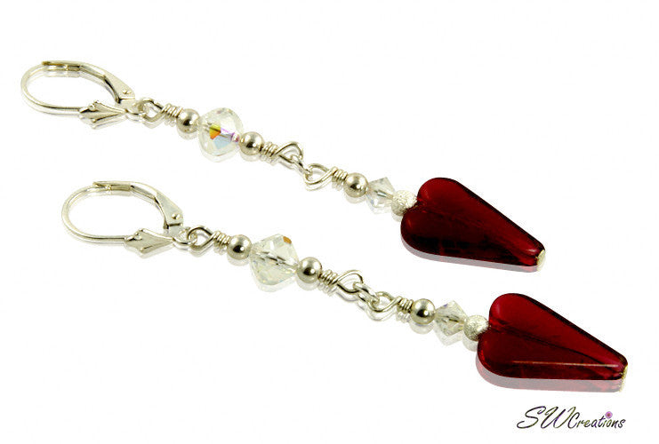 Fuchsia Heart Crystal Beaded Earrings - SWCreations
