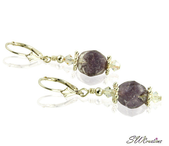 Crystal Purple Crackle Beaded Earrings - SWCreations
