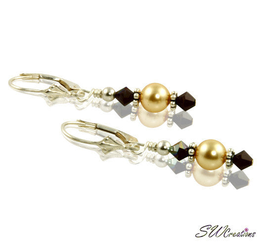 Garnet Gold Pearl Beaded Earrings - SWCreations
