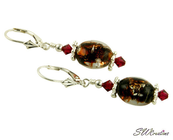 Ruby Brown Shimmer Crystal Earrings - SWCreations
