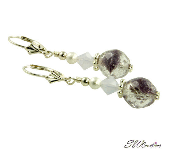 Violet Opal Lavender Beaded Earrings - SWCreations
