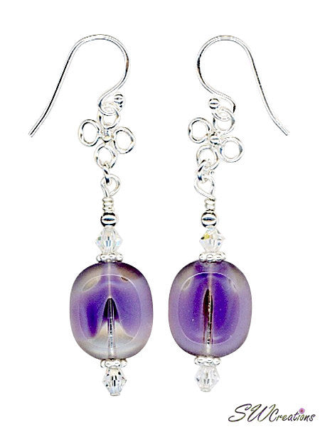 Purple Crystal Lavender Bali Beaded Earrings - SWCreations
