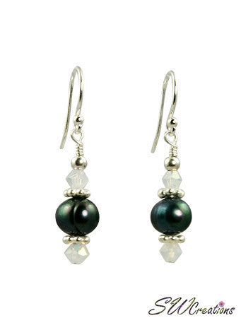Opal Crystal Emerald Pearl Earrings - SWCreations
