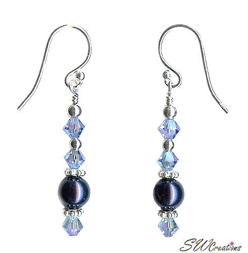 Ocean Mist Crystal Pearl Silver Earrings - SWCreations
