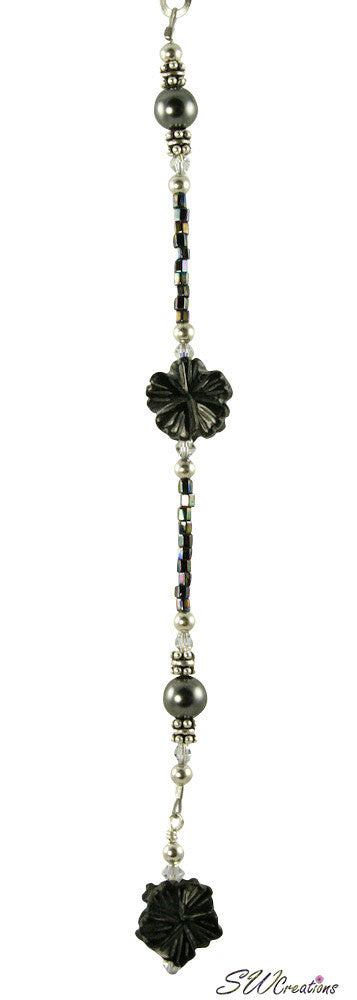 Black Aventurine Carved Floral Fan Pull - SWCreations
 - 2