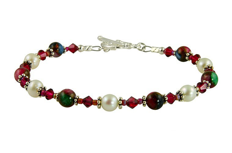 Ruby Quartz Pearl Handmade Bracelet - SWCreations
