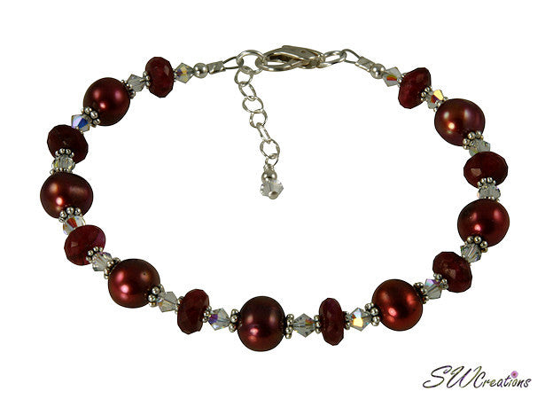 Ruby Moonstone Gemstone Pearl Bracelet - SWCreations
 - 2