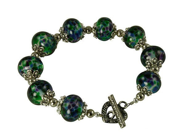 Elegant Green Lampwork Beaded Bracelet - SWCreations
