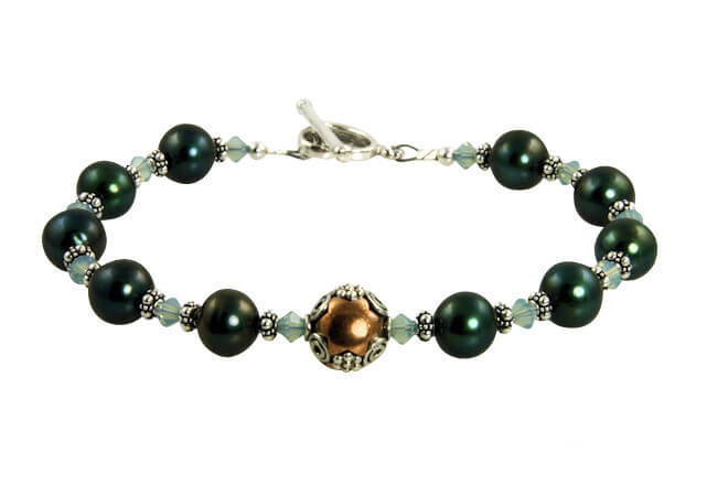 green pearl sterling bracelet