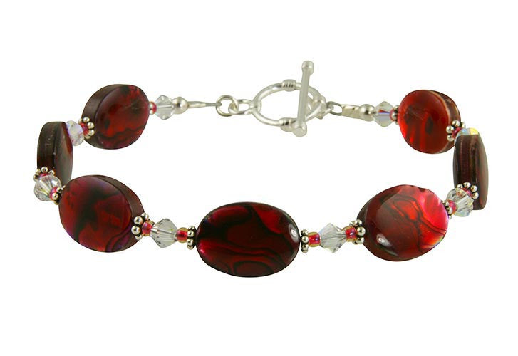 Ruby Mother of Pearl Handmade Bracelet - SWCreations
